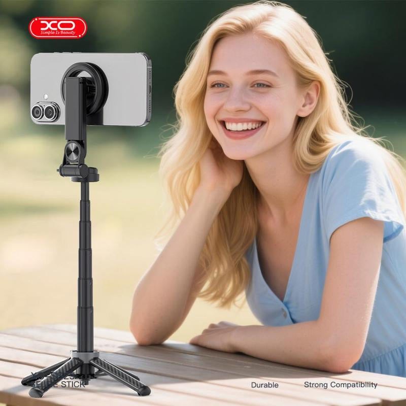 2026 4-In-1 Multifunctional Magnetic Mini Selfie Stick with 360° Rotation Compact Stylish Wireless Bluetooth Control Magnetic Phone Holder for Selfies Video Recording Vlogging Compatible with Most Phones - Stabilizer Camera,Maxinum Extend to 14.96 Inches