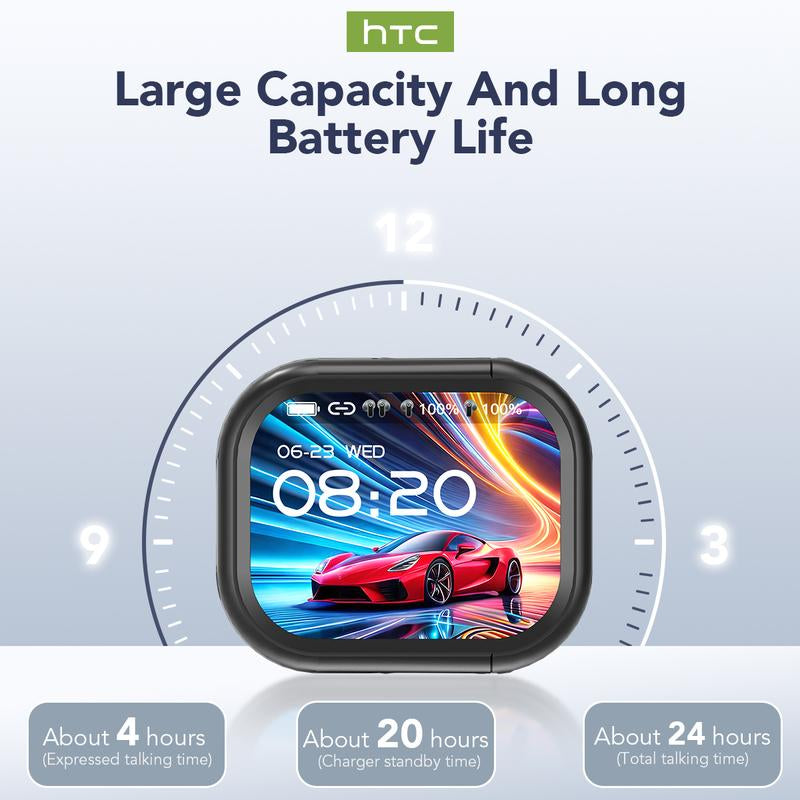 HTC NE20 Bluetooth 5.4 Earphones LED Display High Fidelity Waterproof Wireless Earphones | Suitable for Office, Sports, Study and Audio Calls | Built-In Microphone | Earphones